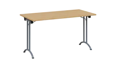 SLA 140 lak skládací jednací stůl 1394x700, deska 25 mm, podnož stříbrný lak, deska javor horský